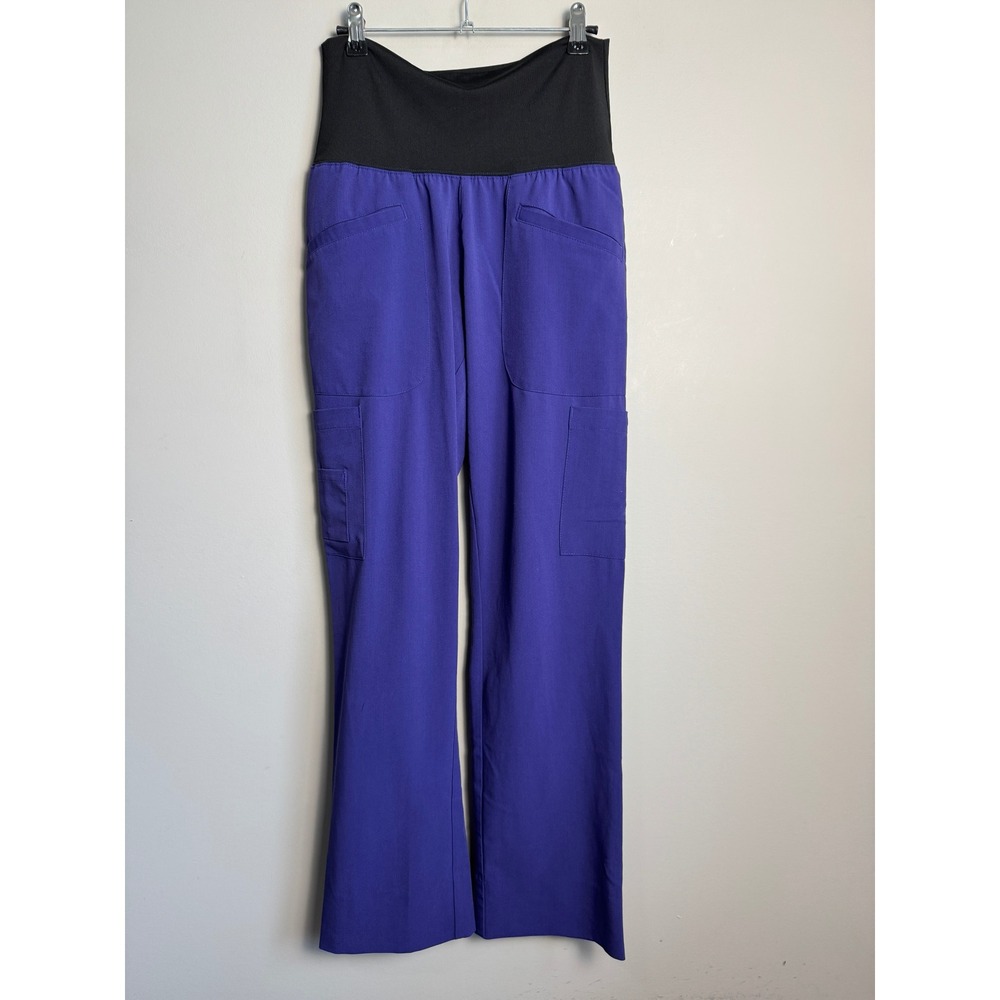 Excel Womens Purple Cargo Scrub Pants S Medical Nursing Workwear Stretch